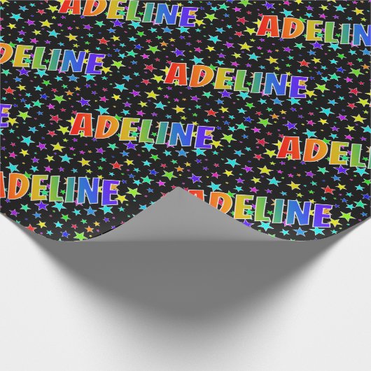 Rainbow Vorname "ADELINE" + Sterne Geschenkpapier (Ecke)