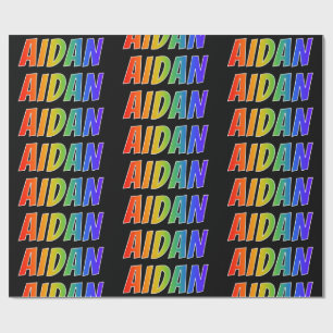 Rainbow Vorname "AIDAN"; Fun & Colorful Geschenkpapier