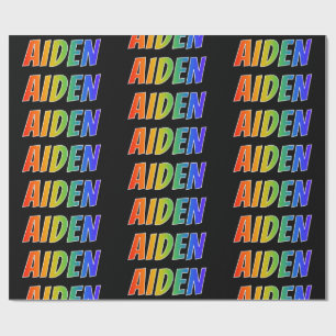 Rainbow Vorname "AIDEN"; Fun & Colorful Geschenkpapier