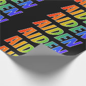 Rainbow Vorname "AIDEN"; Fun & Colorful Geschenkpapier (Ecke)