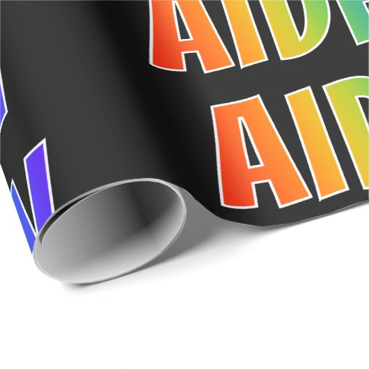 Rainbow Vorname "AIDEN"; Fun & Colorful Geschenkpapier (Rolleneckpunkt)