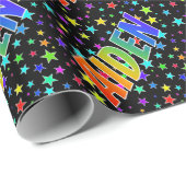 Rainbow Vorname "AIDEN" + Sterne Geschenkpapier (Rolleneckpunkt)
