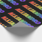 Rainbow Vorname "ALEJANDRO"; Fun & Colorful Geschenkpapier (Ecke)