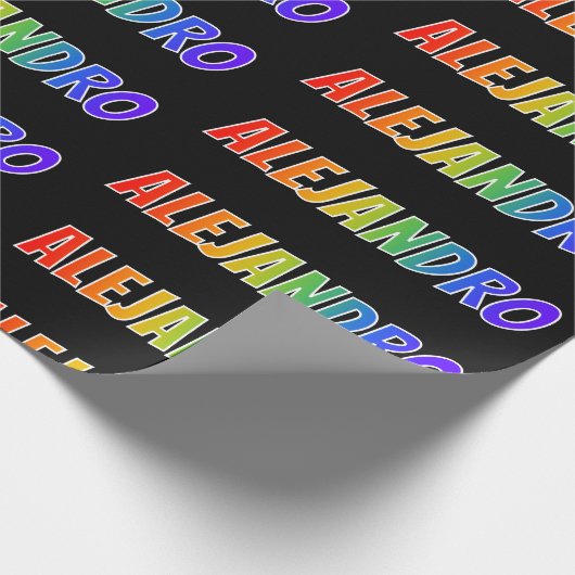 Rainbow Vorname "ALEJANDRO"; Fun & Colorful Geschenkpapier (Ecke)