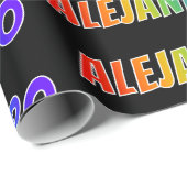Rainbow Vorname "ALEJANDRO"; Fun & Colorful Geschenkpapier (Rolleneckpunkt)