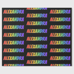 Rainbow Vorname "ALEXANDRA"; Fun & Colorful Geschenkpapier