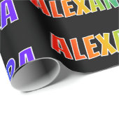 Rainbow Vorname "ALEXANDRA"; Fun & Colorful Geschenkpapier (Rolleneckpunkt)