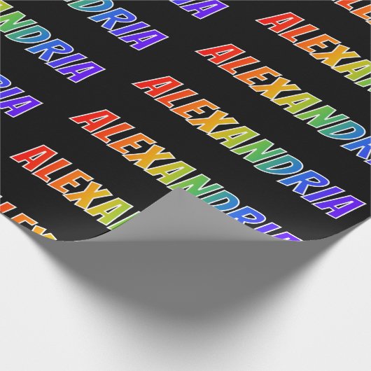 Rainbow Vorname "ALEXANDRIA"; Fun & Colorful Geschenkpapier (Ecke)