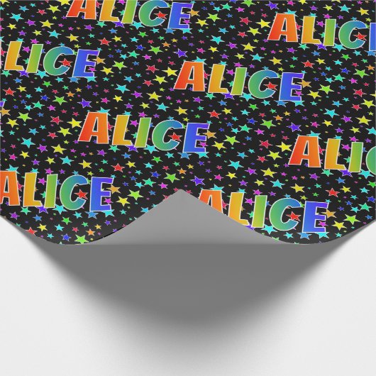 Rainbow Vorname "ALICE" + Sterne Geschenkpapier (Ecke)