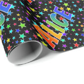 Rainbow Vorname "ALICE" + Sterne Geschenkpapier (Rolleneckpunkt)