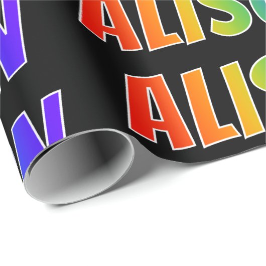 Rainbow Vorname "ALISON"; Fun & Colorful Geschenkpapier (Rolleneckpunkt)