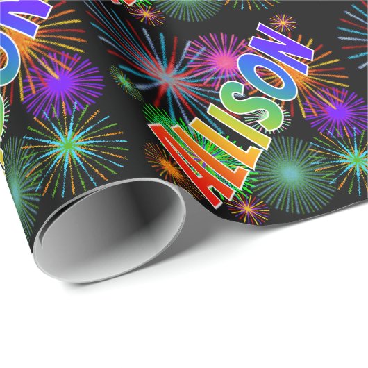 Rainbow Vorname "ALLISON" + Feuerwerk Geschenkpapier (Rolleneckpunkt)