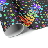Rainbow Vorname "ALLISON" + Sterne Geschenkpapier (Rolleneckpunkt)
