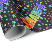 Rainbow Vorname "AMANDA" + Sterne Geschenkpapier (Rolleneckpunkt)