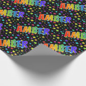 Rainbow Vorname "AMBER" + Sterne Geschenkpapier (Ecke)