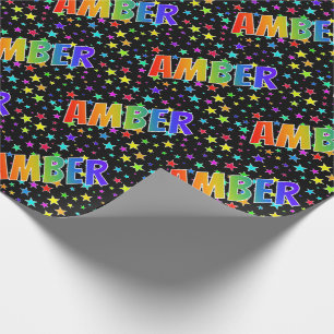 Rainbow Vorname "AMBER" + Sterne Geschenkpapier