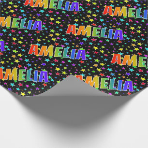 Rainbow Vorname "AMELIA" + Sterne Geschenkpapier