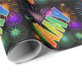 Rainbow Vorname "AMY" + Fireworks Geschenkpapier (Rolleneckpunkt)