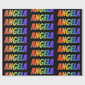 Rainbow Vorname "ANGELA"; Fun & Colorful Geschenkpapier (Flach)
