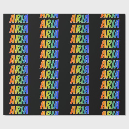 Rainbow Vorname "ARIA"; Fun & Colorful Geschenkpapier (Flach)