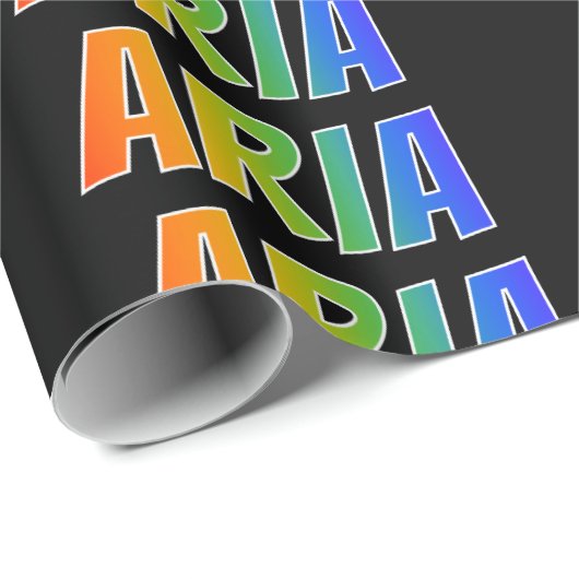 Rainbow Vorname "ARIA"; Fun & Colorful Geschenkpapier (Rolleneckpunkt)