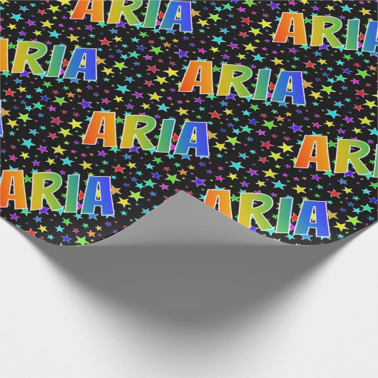 Rainbow Vorname "ARIA" + Sterne Geschenkpapier (Ecke)