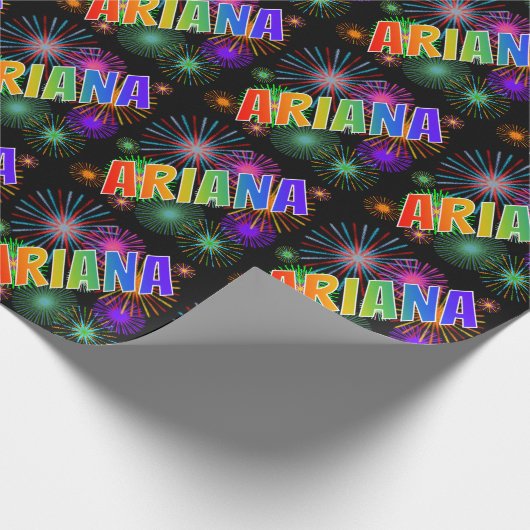 Rainbow Vorname "ARIANA" + Feuerwerke Geschenkpapier (Ecke)
