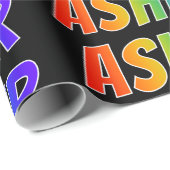 Rainbow Vorname "ASHER"; Fun & Colorful Geschenkpapier (Rolleneckpunkt)