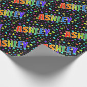 Rainbow Vorname "ASHLEY" + Sterne Geschenkpapier (Ecke)