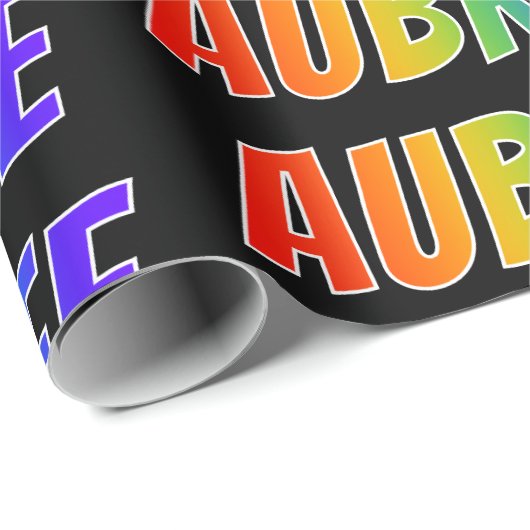 Rainbow Vorname "AUBREE"; Fun & Colorful Geschenkpapier (Rolleneckpunkt)