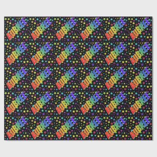 Rainbow Vorname "AUBREE" + Sterne Geschenkpapier (Flach)