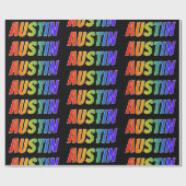 Rainbow Vorname "AUSTIN"; Fun & Colorful Geschenkpapier (Flach)