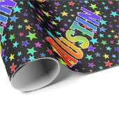 Rainbow Vorname "AUSTIN" + Sterne Geschenkpapier (Rolleneckpunkt)