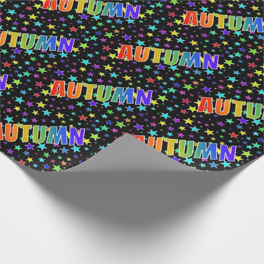 Rainbow Vorname "AUTUMN" + Sterne Geschenkpapier (Ecke)