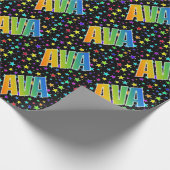 Rainbow Vorname "AVA" + Sterne Geschenkpapier (Ecke)
