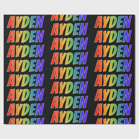 Rainbow Vorname "AYDEN"; Fun & Colorful Geschenkpapier (Flach)