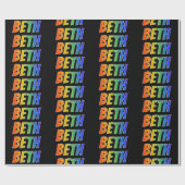 Rainbow Vorname "BETH"; Fun & Colorful Geschenkpapier (Flach)