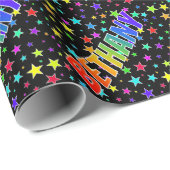 Rainbow Vorname "BETHANY" + Sterne Geschenkpapier (Rolleneckpunkt)