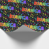 Rainbow Vorname "BIANCA" + Sterne Geschenkpapier (Ecke)