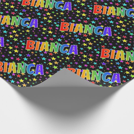 Rainbow Vorname "BIANCA" + Sterne Geschenkpapier (Ecke)