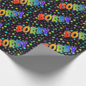 Rainbow Vorname "BOBBY" + Sterne Geschenkpapier (Ecke)