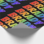 Rainbow Vorname "BRADY"; Fun & Colorful Geschenkpapier (Ecke)