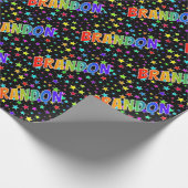 Rainbow Vorname "BRANDON" + Sterne Geschenkpapier (Ecke)
