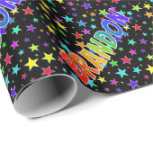 Rainbow Vorname "BRANDON" + Sterne Geschenkpapier (Rolleneckpunkt)