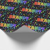 Rainbow Vorname "BRANDY" + Sterne Geschenkpapier (Ecke)