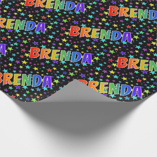 Rainbow Vorname "BRENDA" + Sterne Geschenkpapier (Ecke)