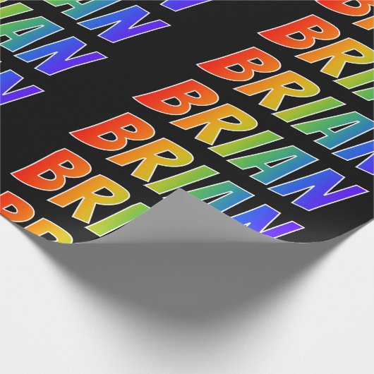 Rainbow Vorname "BRIAN"; Fun & Colorful Geschenkpapier (Ecke)