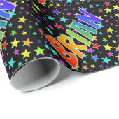 Rainbow Vorname "BRIAN" + Sterne Geschenkpapier (Rolleneckpunkt)