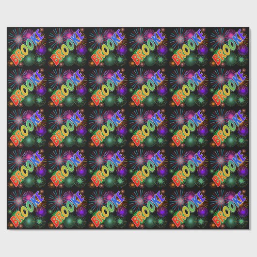 Rainbow Vorname "BROOKE" + Feuerwerk Geschenkpapier (Flach)