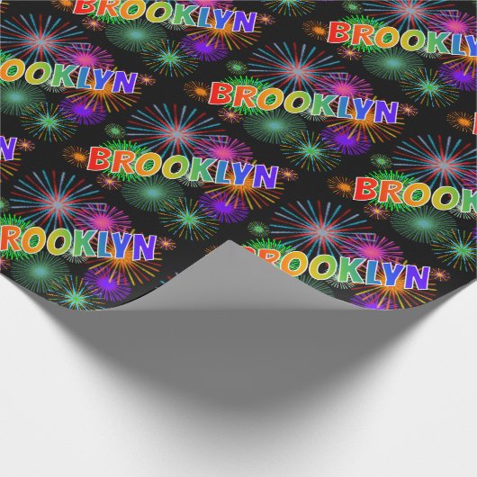 Rainbow Vorname "BROOKLYN" + Feuerwerk Geschenkpapier (Ecke)